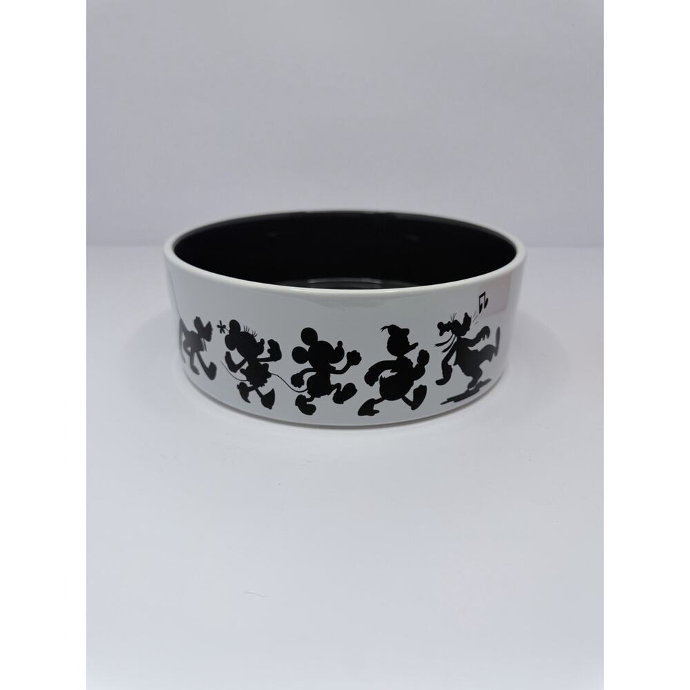 Disney Chewy Mickey Mouse Lines White Black Pet Dog Cat Food Water‎ Bowl